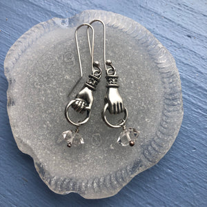 Mes Petites Mains - silver & herkimer diamond earrings